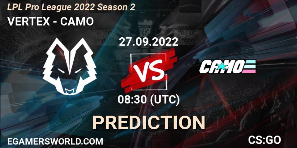 VERTEX vs CAMO: Match Prediction. 27.09.2022 at 08:40, Counter-Strike (CS2), LPL Pro League 2022 Season 2