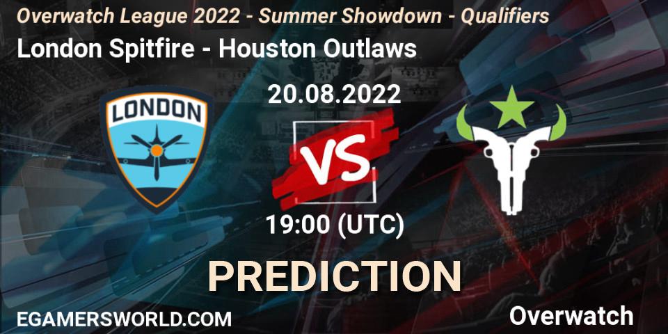 London Spitfire vs Houston Outlaws: Match Prediction. 20.08.2022 at 19:00, Overwatch, Overwatch League 2022 - Summer Showdown - Qualifiers