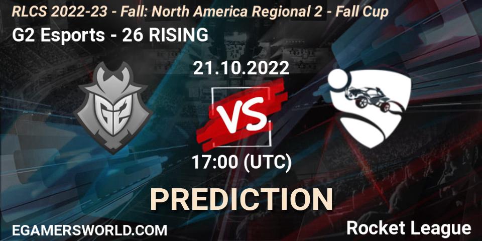G2 Esports vs 26 RISING: Match Prediction. 21.10.2022 at 17:00, Rocket League, RLCS 2022-23 - Fall: North America Regional 2 - Fall Cup