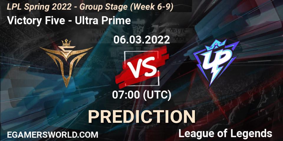 Victory Five vs Ultra Prime: Match Prediction. 06.03.2022 at 07:00, LoL, LPL Spring 2022 - Group Stage (Week 6-9)