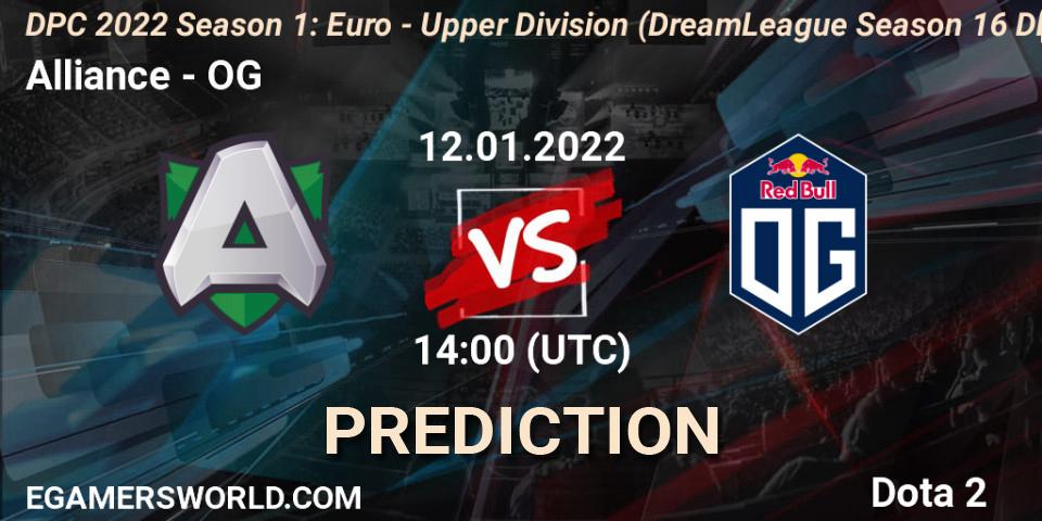 Alliance vs OG: Match Prediction. 12.01.2022 at 13:55, Dota 2, DPC 2022 Season 1: Euro - Upper Division (DreamLeague Season 16 DPC WEU)