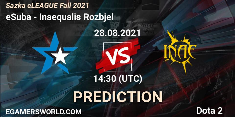 eSuba vs Inaequalis Rozbíječi: Match Prediction. 28.08.2021 at 15:00, Dota 2, Sazka eLEAGUE Fall 2021