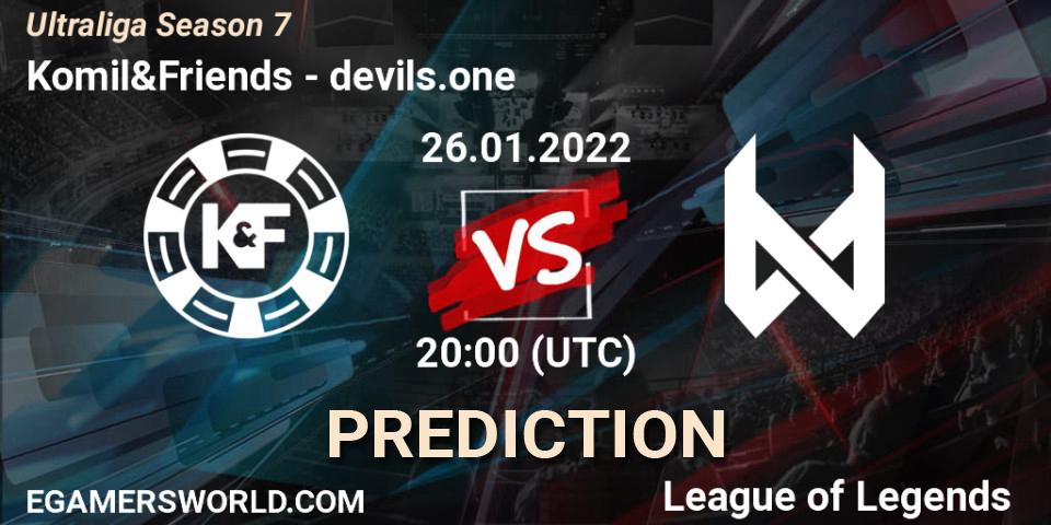 Komil&Friends vs devils.one: Match Prediction. 26.01.2022 at 20:30, LoL, Ultraliga Season 7