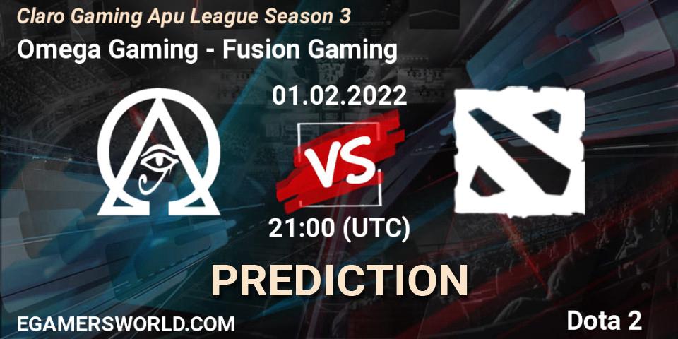 Omega Gaming vs Fusion Gaming: Match Prediction. 01.02.2022 at 21:12, Dota 2, Claro Gaming Apu League Season 3