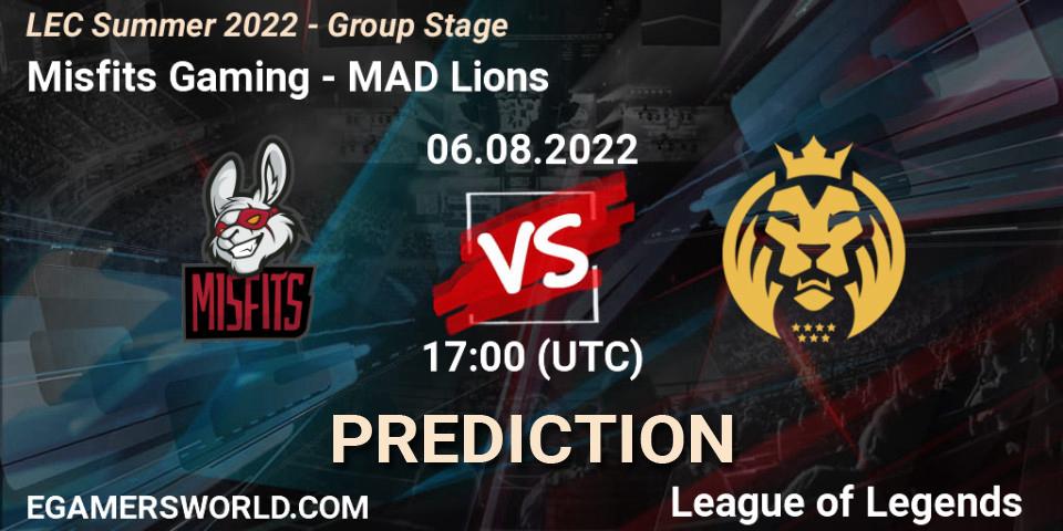 Misfits Gaming vs MAD Lions: Match Prediction. 06.08.2022 at 17:10, LoL, LEC Summer 2022 - Group Stage