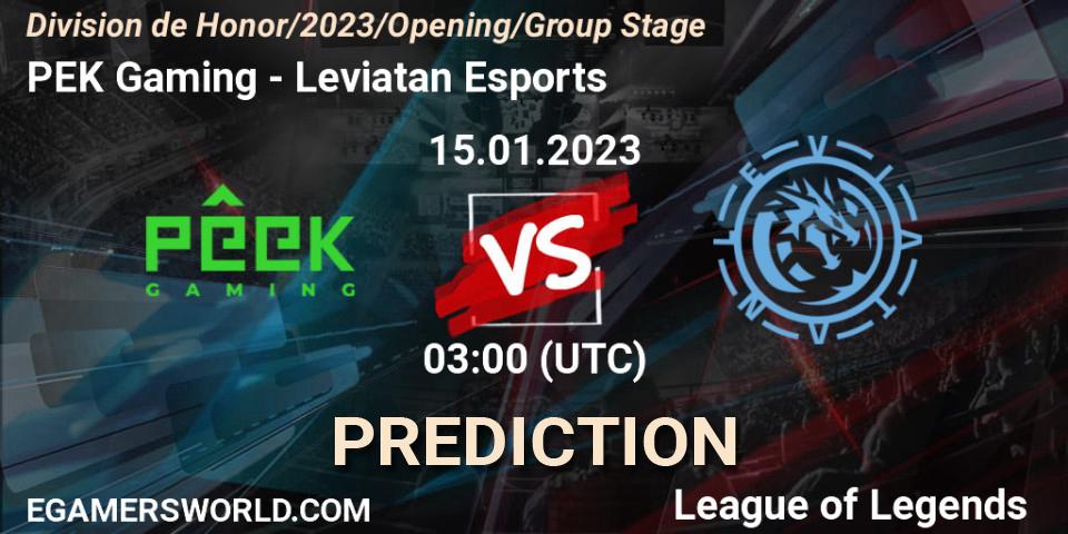 PÊEK Gaming vs Leviatan Esports: Match Prediction. 15.01.2023 at 03:00, LoL, División de Honor Opening 2023 - Group Stage
