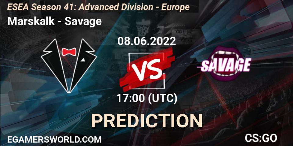 Marskalk vs Savage: Match Prediction. 08.06.2022 at 17:00, Counter-Strike (CS2), ESEA Season 41: Advanced Division - Europe