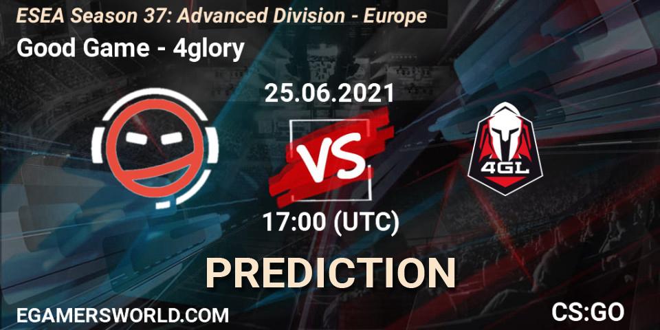 Good Game vs 4glory: Match Prediction. 25.06.2021 at 17:00, Counter-Strike (CS2), ESEA Season 37: Advanced Division - Europe