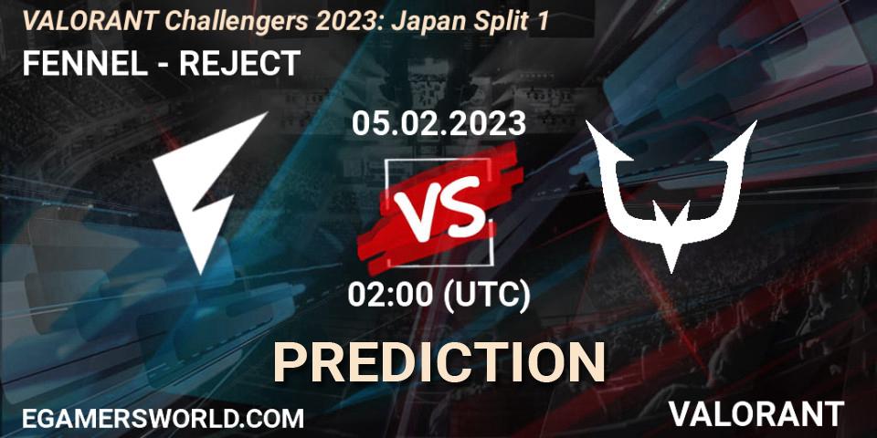 FENNEL vs REJECT: Match Prediction. 05.02.23, VALORANT, VALORANT Challengers 2023: Japan Split 1