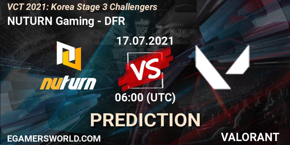 NUTURN Gaming vs DFR: Match Prediction. 17.07.2021 at 06:00, VALORANT, VCT 2021: Korea Stage 3 Challengers
