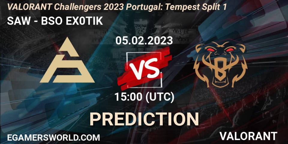 SAW vs BSO EX0TIK: Match Prediction. 05.02.23, VALORANT, VALORANT Challengers 2023 Portugal: Tempest Split 1