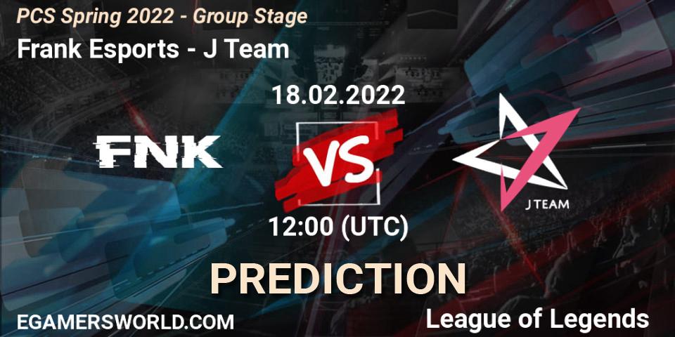 Frank Esports vs J Team: Match Prediction. 18.02.2022 at 11:55, LoL, PCS Spring 2022 - Group Stage