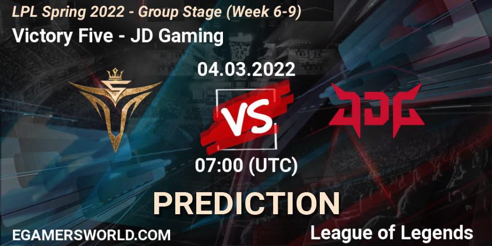 Victory Five vs JD Gaming: Match Prediction. 04.03.2022 at 07:00, LoL, LPL Spring 2022 - Group Stage (Week 6-9)