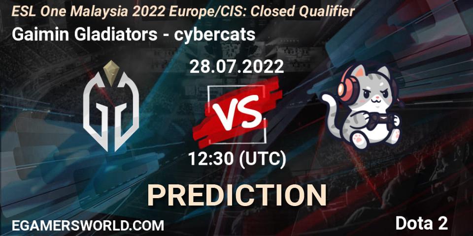 Gaimin Gladiators vs cybercats: Match Prediction. 28.07.2022 at 12:30, Dota 2, ESL One Malaysia 2022 Europe/CIS: Closed Qualifier