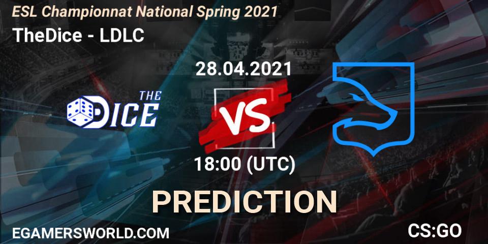 TheDice vs LDLC: Match Prediction. 28.04.2021 at 18:00, Counter-Strike (CS2), ESL Championnat National Spring 2021
