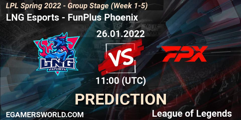 LNG Esports vs FunPlus Phoenix: Match Prediction. 26.01.22, LoL, LPL Spring 2022 - Group Stage (Week 1-5)
