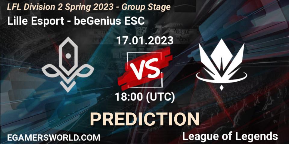 Lille Esport vs beGenius ESC: Match Prediction. 17.01.2023 at 18:00, LoL, LFL Division 2 Spring 2023 - Group Stage