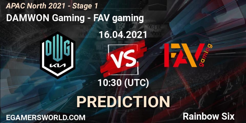 DAMWON Gaming vs FAV gaming: Match Prediction. 16.04.2021 at 10:30, Rainbow Six, APAC North 2021 - Stage 1