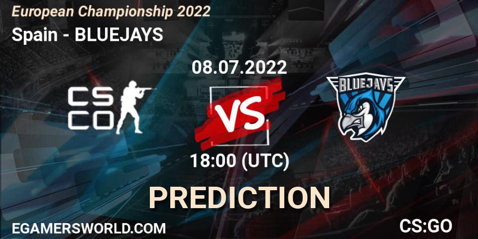 Spain vs BLUEJAYS: Match Prediction. 08.07.2022 at 17:30, Counter-Strike (CS2), European Championship 2022