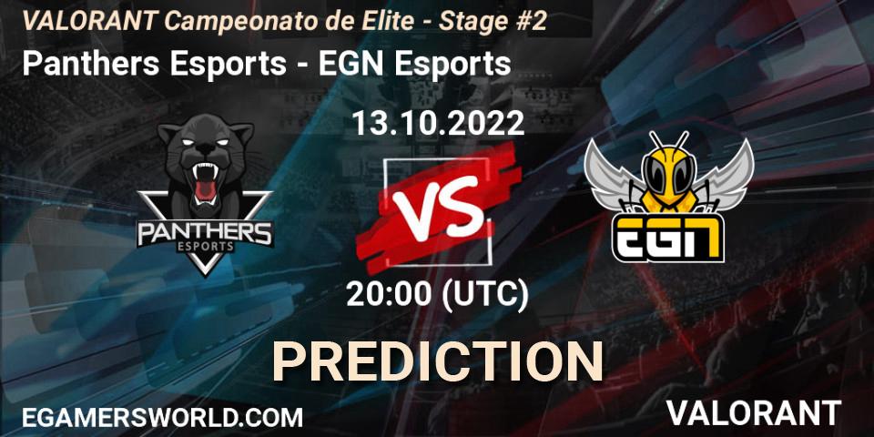 Panthers Esports vs EGN Esports: Match Prediction. 13.10.2022 at 20:10, VALORANT, VALORANT Campeonato de Elite - Stage #2