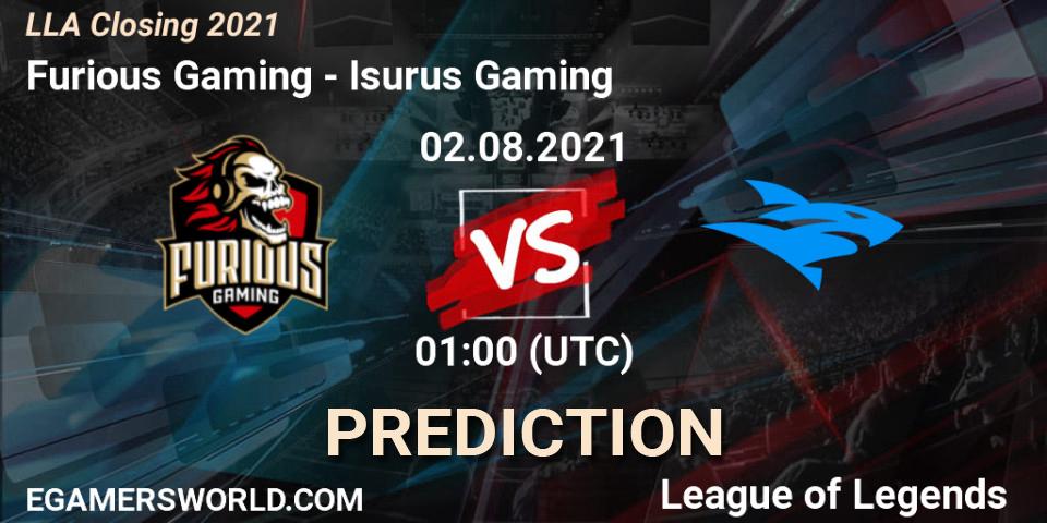 Furious Gaming vs Isurus Gaming: Match Prediction. 02.08.21, LoL, LLA Closing 2021
