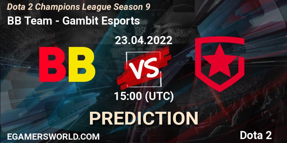 BB Team vs Gambit Esports: Match Prediction. 23.04.2022 at 15:01, Dota 2, Dota 2 Champions League Season 9
