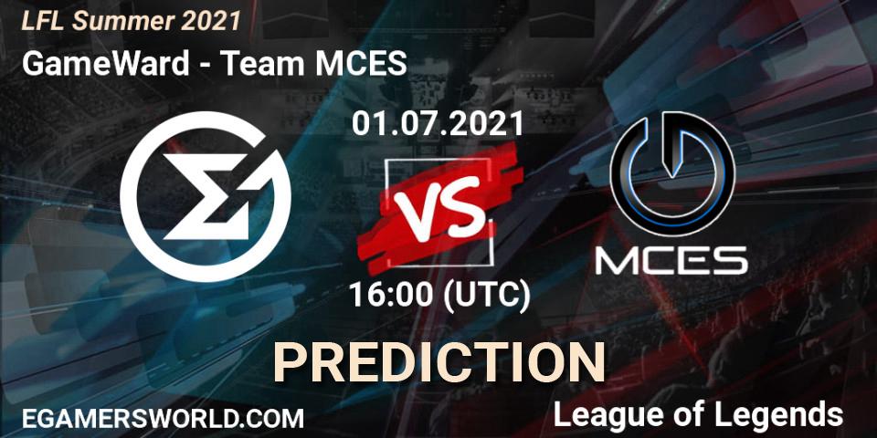 GameWard vs Team MCES: Match Prediction. 01.07.2021 at 16:00, LoL, LFL Summer 2021