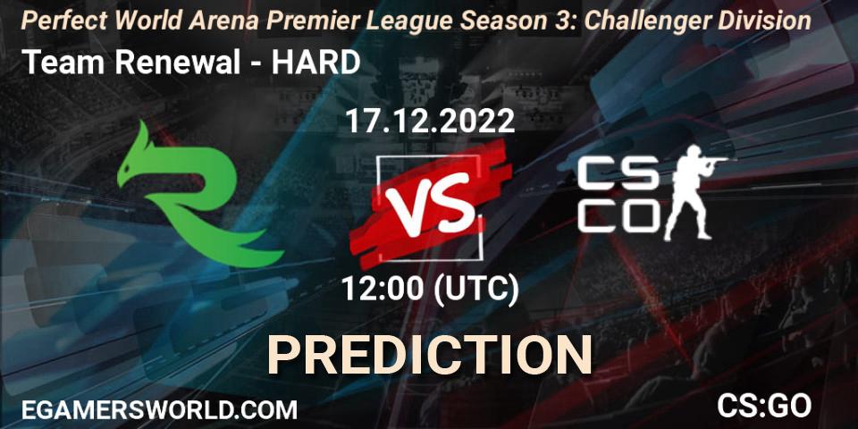 Team Renewal vs HARD: Match Prediction. 17.12.2022 at 12:00, Counter-Strike (CS2), Perfect World Arena Premier League Season 3: Challenger Division