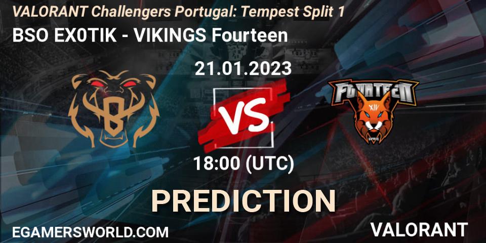 BSO EX0TIK vs VIKINGS Fourteen: Match Prediction. 21.01.2023 at 18:30, VALORANT, VALORANT Challengers 2023 Portugal: Tempest Split 1