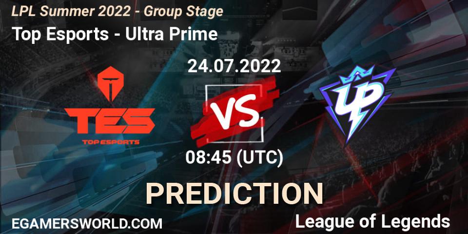 Top Esports vs Ultra Prime: Match Prediction. 24.07.2022 at 09:00, LoL, LPL Summer 2022 - Group Stage