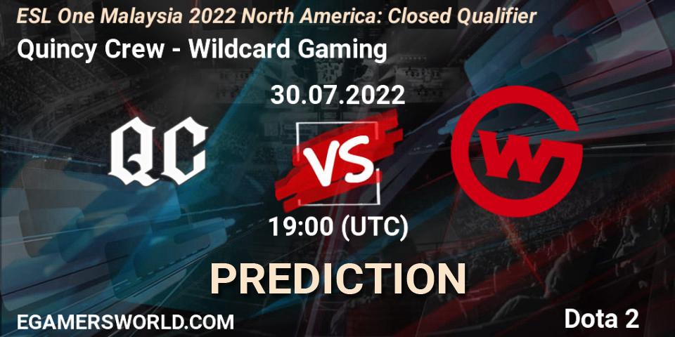 Quincy Crew vs Wildcard Gaming: Match Prediction. 30.07.2022 at 19:01, Dota 2, ESL One Malaysia 2022 North America: Closed Qualifier