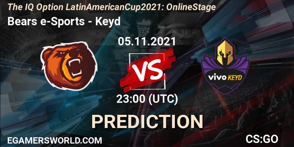 Bears e-Sports vs Keyd: Match Prediction. 05.11.2021 at 23:00, Counter-Strike (CS2), The IQ Option Latin American Cup 2021: Online Stage