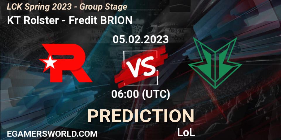KT Rolster vs Fredit BRION: Match Prediction. 05.02.23, LoL, LCK Spring 2023 - Group Stage