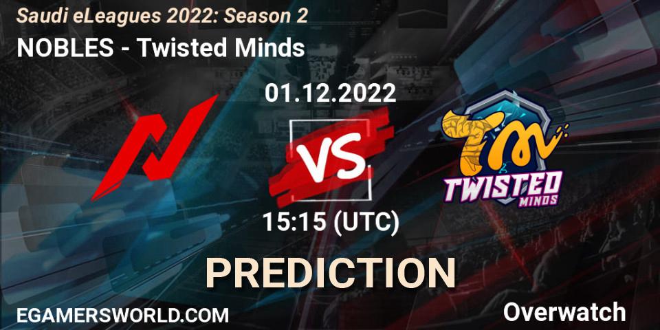 NOBLES vs Twisted Minds: Match Prediction. 01.12.22, Overwatch, Saudi eLeagues 2022: Season 2