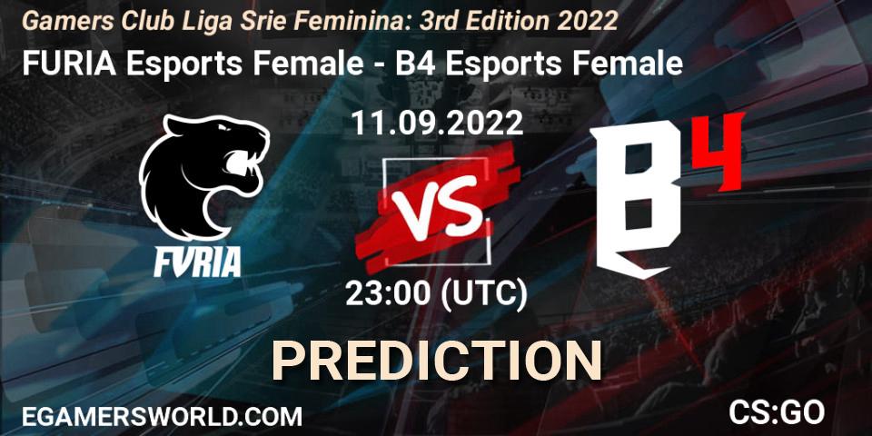 FURIA Esports Female vs B4 Esports Female: Match Prediction. 11.09.2022 at 23:00, Counter-Strike (CS2), Gamers Club Liga Série Feminina: 3rd Edition 2022
