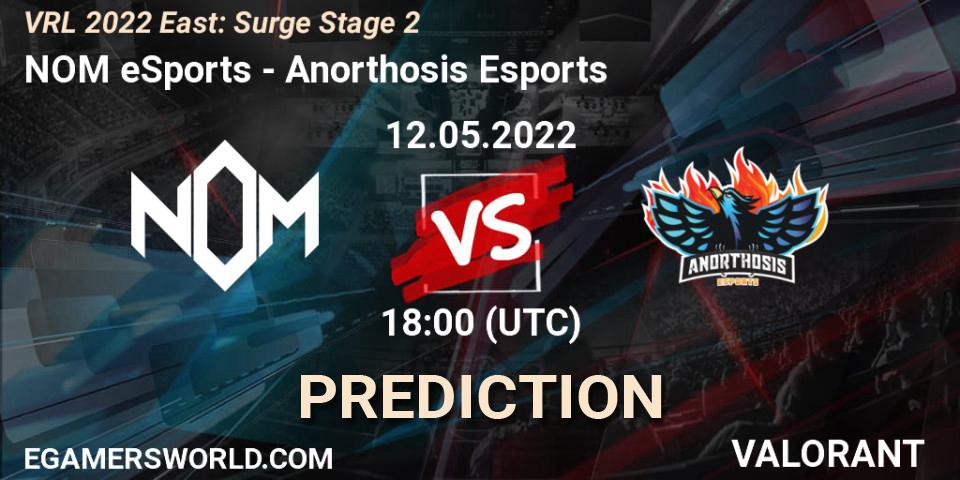 NOM eSports vs Anorthosis Esports: Match Prediction. 12.05.2022 at 18:45, VALORANT, VRL 2022 East: Surge Stage 2