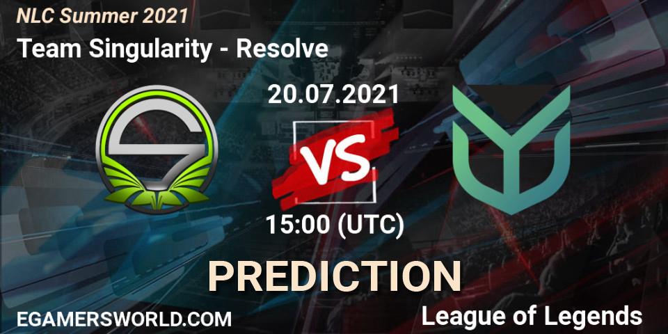Team Singularity vs Resolve: Match Prediction. 20.07.2021 at 15:00, LoL, NLC Summer 2021