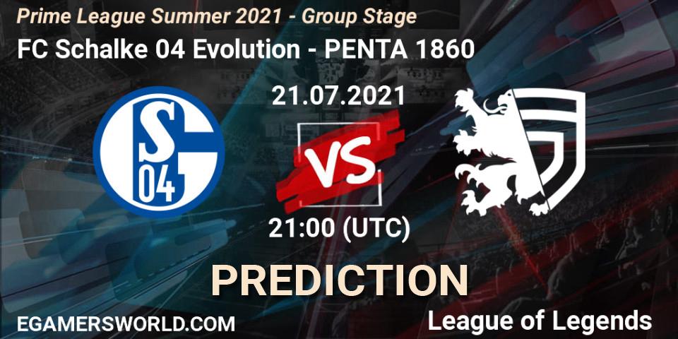 FC Schalke 04 Evolution vs PENTA 1860: Match Prediction. 21.07.21, LoL, Prime League Summer 2021 - Group Stage