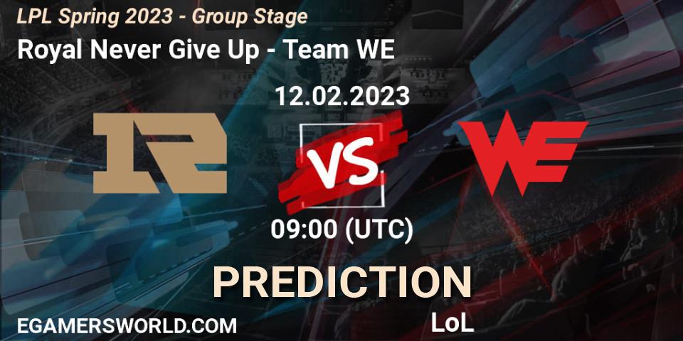 Royal Never Give Up vs Team WE: Match Prediction. 12.02.23, LoL, LPL Spring 2023 - Group Stage
