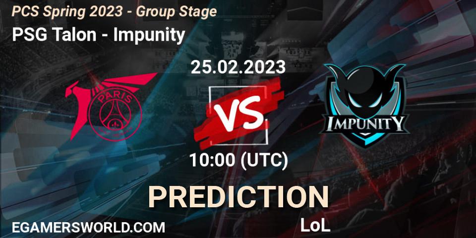 PSG Talon vs Impunity: Match Prediction. 12.02.2023 at 11:00, LoL, PCS Spring 2023 - Group Stage