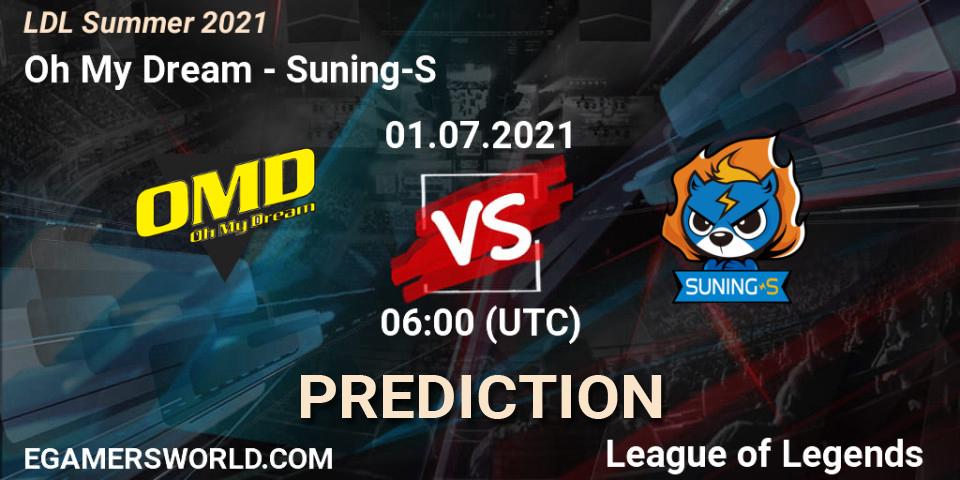 Oh My Dream vs Suning-S: Match Prediction. 01.07.2021 at 06:00, LoL, LDL Summer 2021