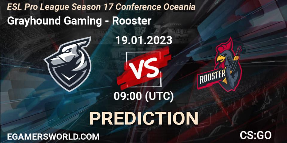 Grayhound Gaming vs Rooster: Match Prediction. 19.01.2023 at 09:00, Counter-Strike (CS2), ESL Pro League Season 17 Conference Oceania