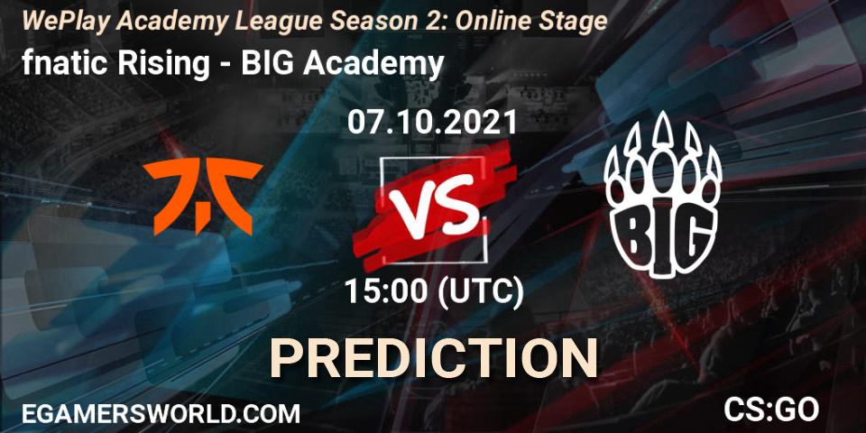 fnatic Rising vs BIG Academy: Match Prediction. 07.10.2021 at 15:00, Counter-Strike (CS2), WePlay Academy League Season 2: Online Stage
