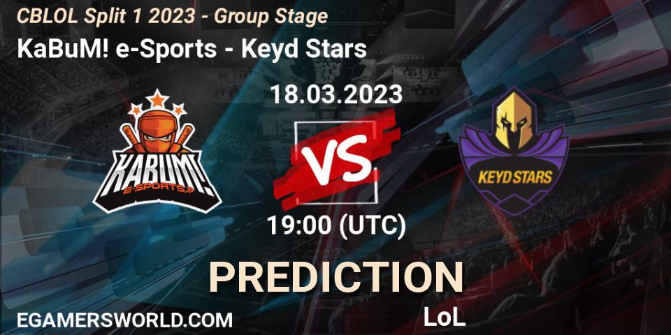 KaBuM! e-Sports vs Keyd Stars: Match Prediction. 18.03.2023 at 19:00, LoL, CBLOL Split 1 2023 - Group Stage