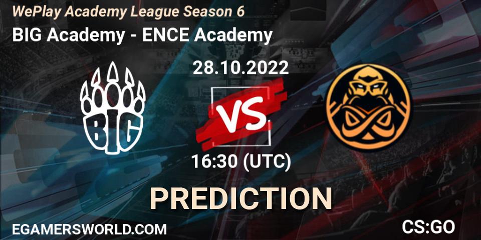 BIG Academy vs ENCE Academy: Match Prediction. 24.10.2022 at 18:50, Counter-Strike (CS2), WePlay Academy League Season 6