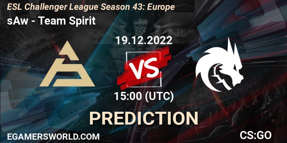 sAw vs Team Spirit: Match Prediction. 19.12.22, CS2 (CS:GO), ESL Challenger League Season 43: Europe