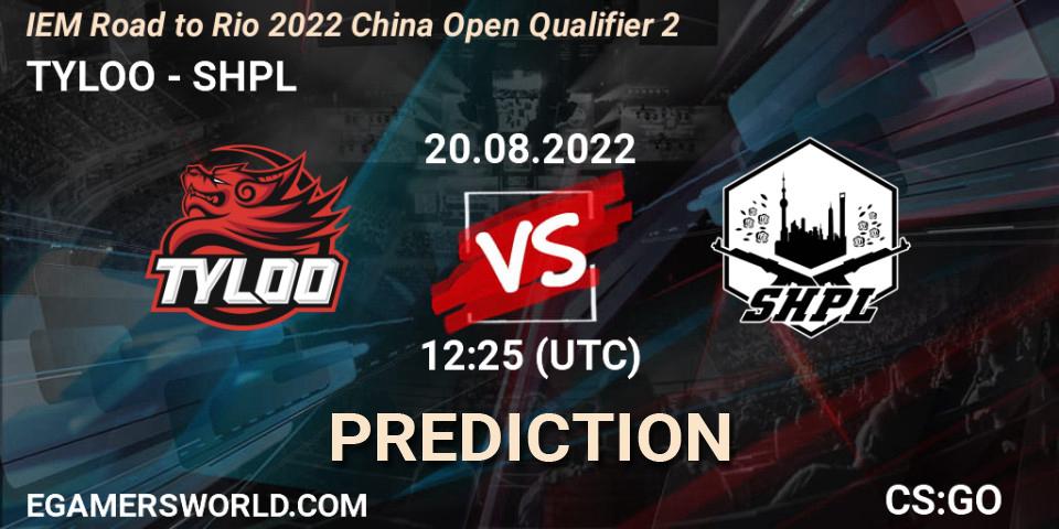 TYLOO vs SHPL: Match Prediction. 20.08.2022 at 12:25, Counter-Strike (CS2), IEM Road to Rio 2022 China Open Qualifier 2