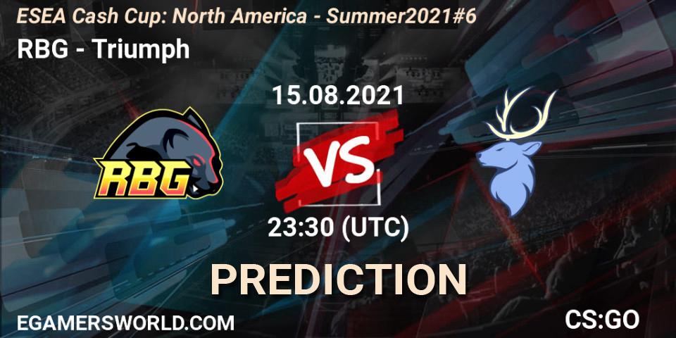 RBG vs Triumph: Match Prediction. 15.08.2021 at 23:30, Counter-Strike (CS2), ESEA Cash Cup: North America - Summer 2021 #6