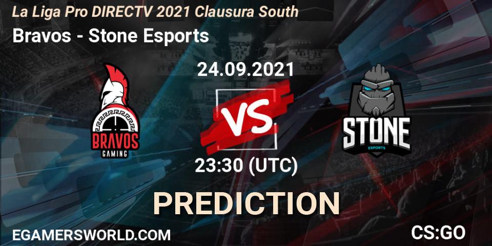 Bravos vs Stone Esports: Match Prediction. 24.09.2021 at 23:30, Counter-Strike (CS2), La Liga Season 4: Sur Pro Division - Clausura