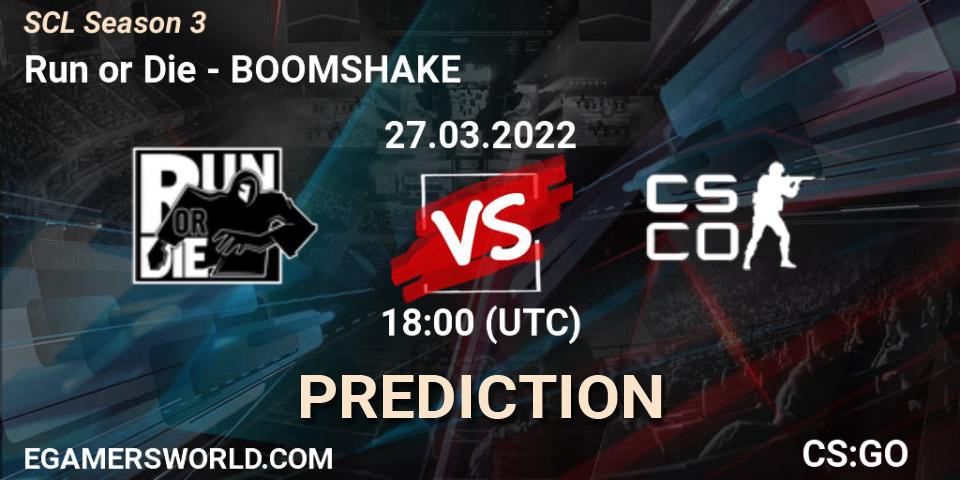 Run or Die vs BOOMSHAKE: Match Prediction. 27.03.2022 at 16:15, Counter-Strike (CS2), SCL Season 3